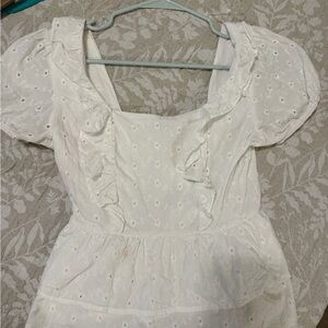 White Eyelet Ruffle Top